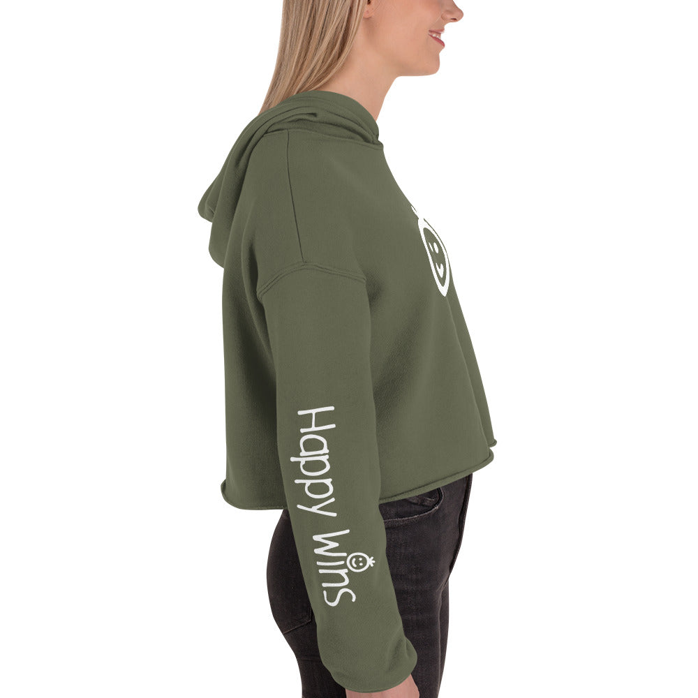 Happy Wins Smiley Womens Crop Hoodie Colors