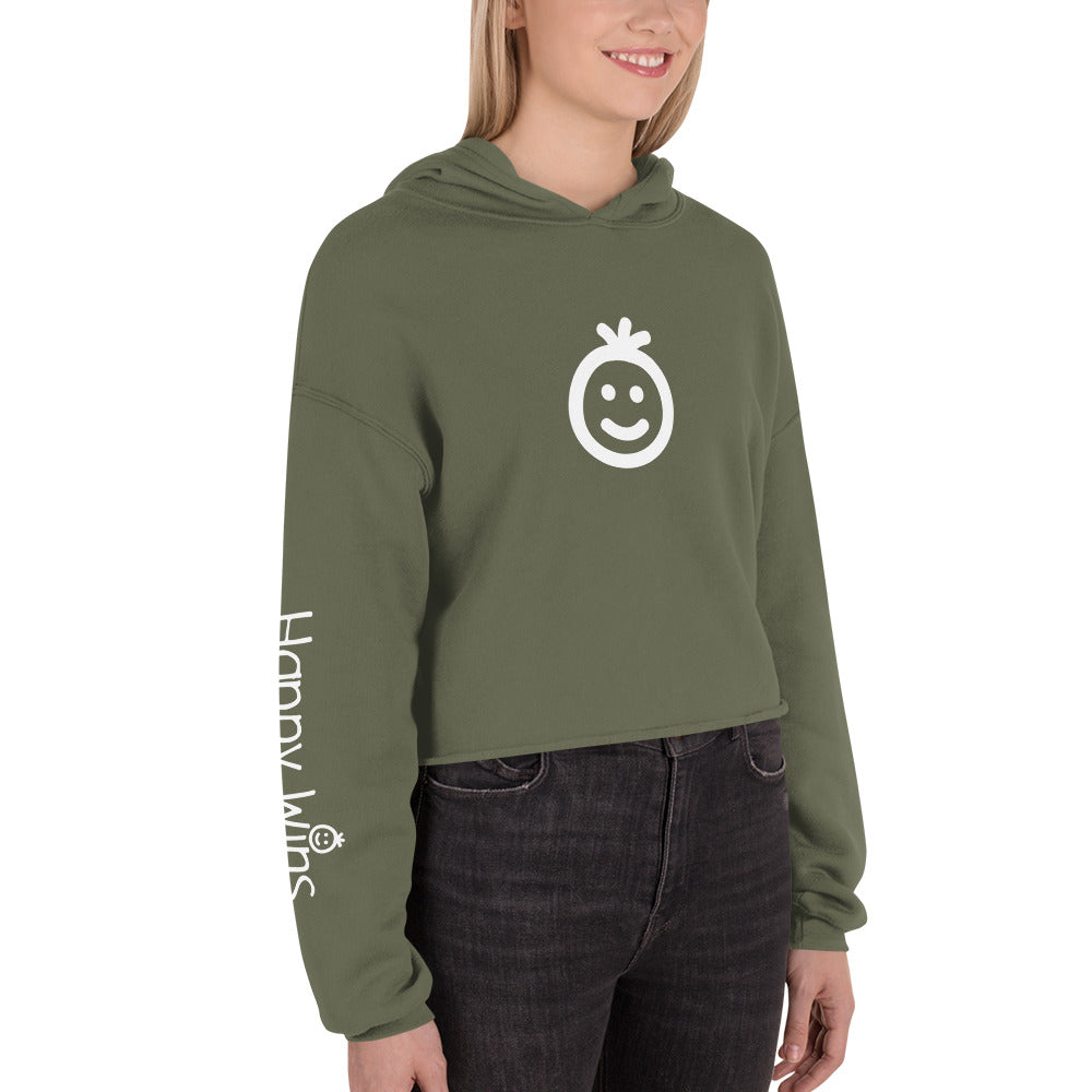 Happy Wins Smiley Womens Crop Hoodie Colors