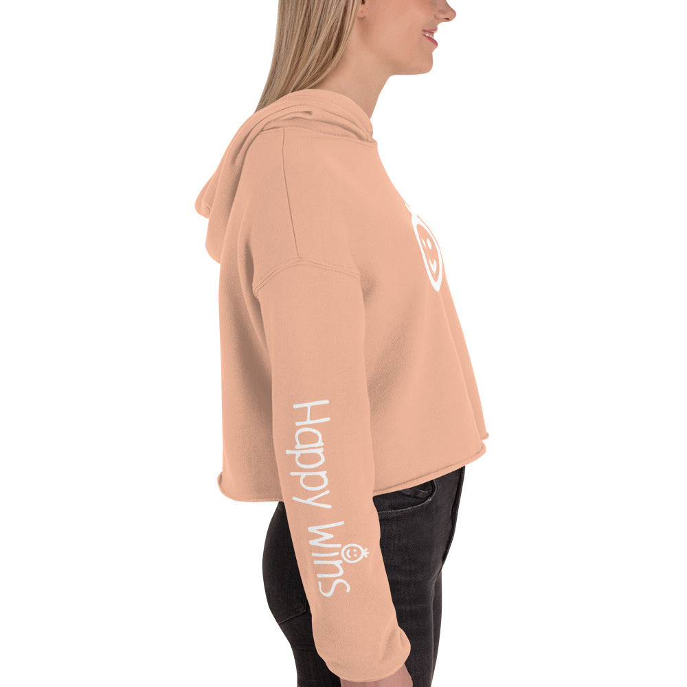 Happy Wins Smiley Womens Crop Hoodie Colors