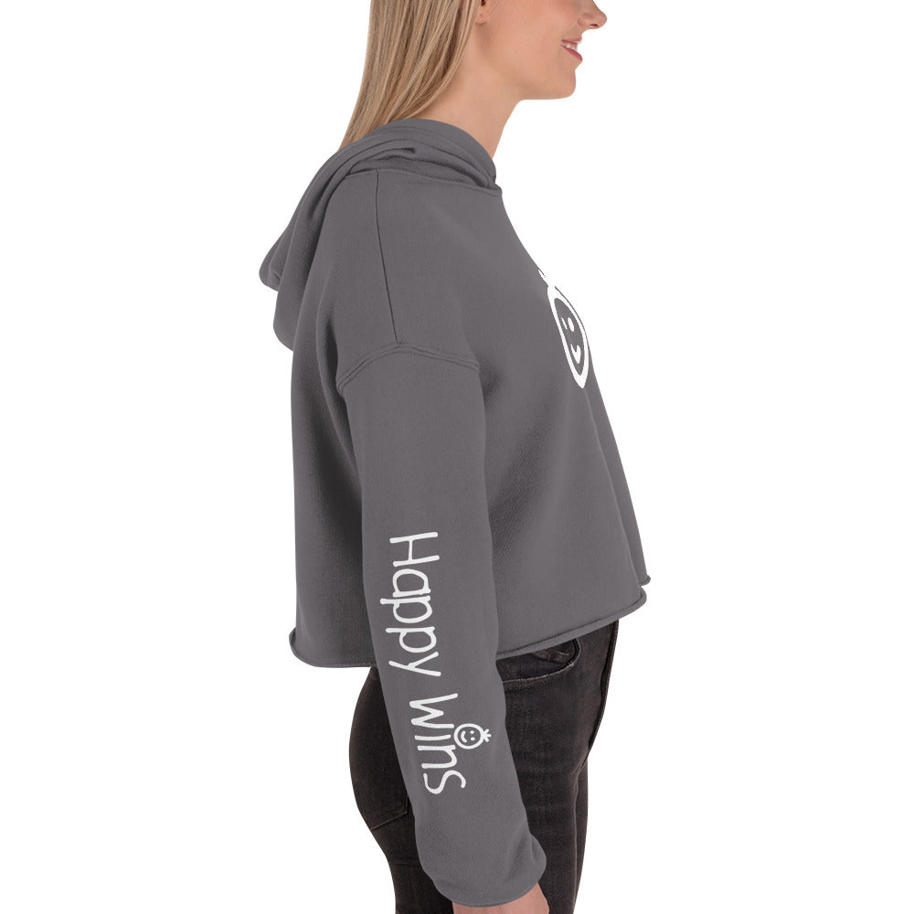 Happy Wins Smiley Womens Crop Hoodie Colors