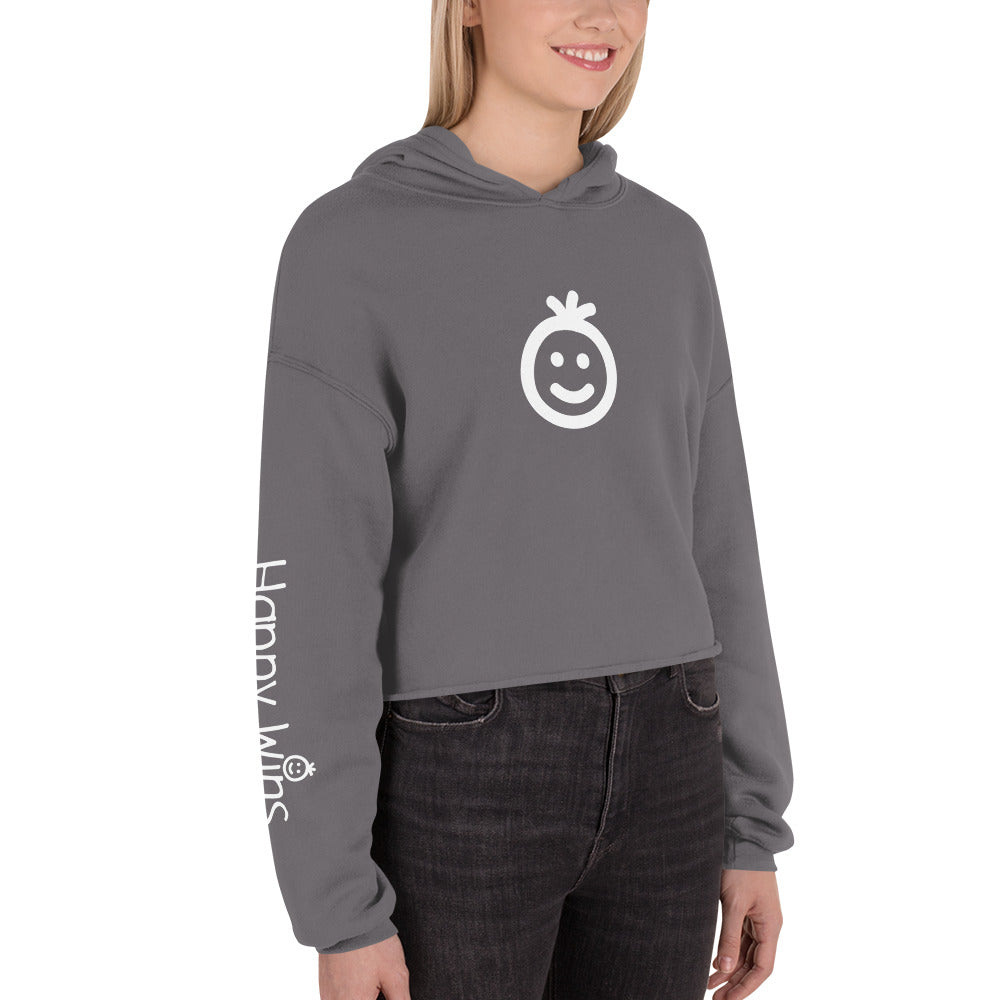 Happy Wins Smiley Womens Crop Hoodie Colors